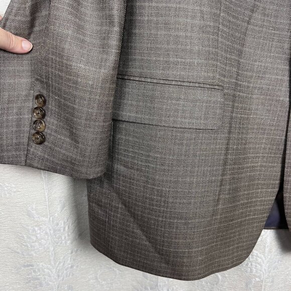 Silk wool 52L brown plaid 2-button sport coat suit jacket Ralph Lauren blazer - Picture 3 of 11